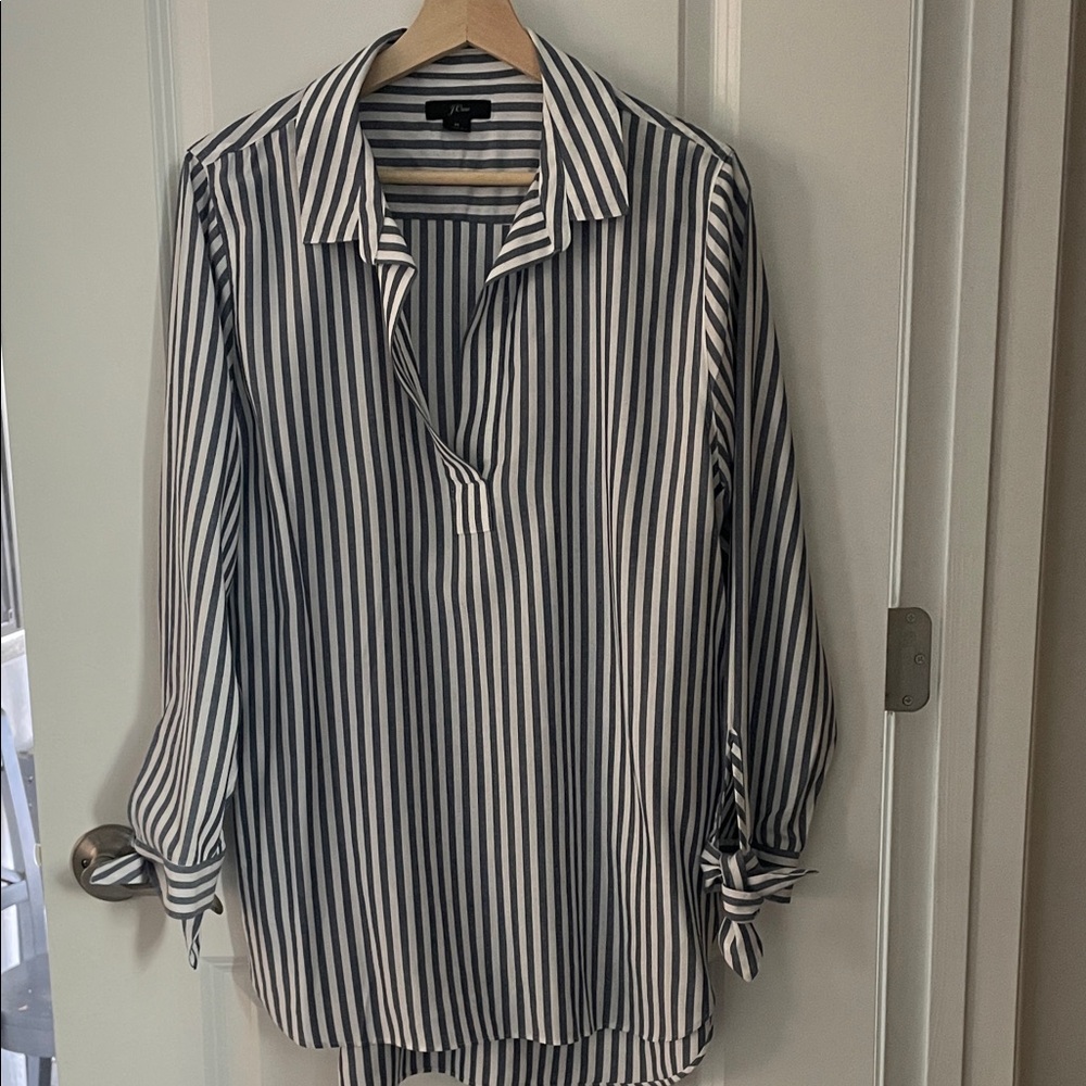 J. Crew Blue  and White Striped Blouse